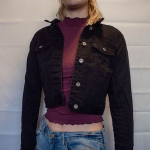 Cropped Black Jean Jacket